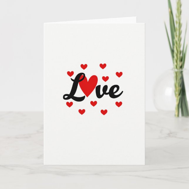 Red Love Hearts Valentine Card (Front)