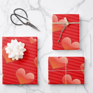 Red Love Hearts Wrapping Paper Sheet