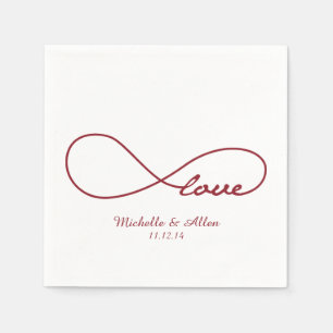 Red Love Infinity Wedding Party Paper Napkins Set