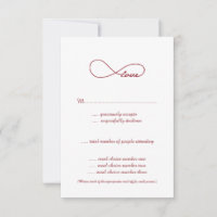 Red Love Infinity Wedding RSVP Cards