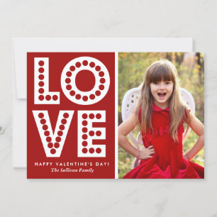 Red Love Marquee Valentine's Day Flat Card
