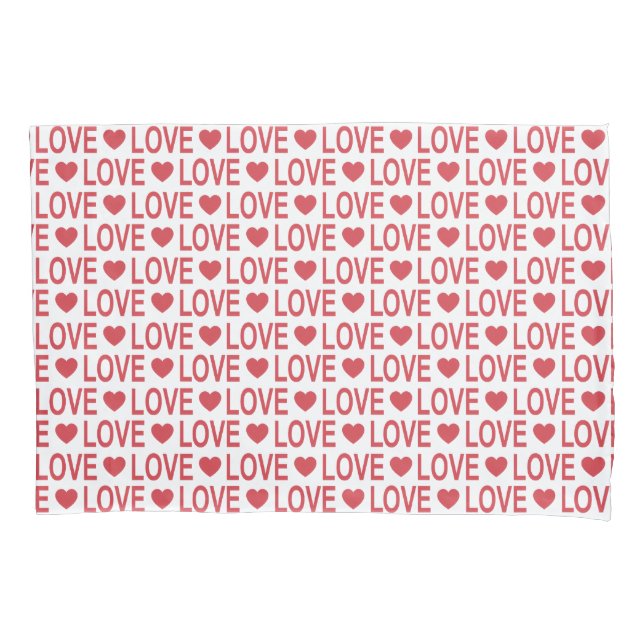 Red Love Pattern Pillow Case (Front)