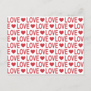 Red Love Pattern Postcard
