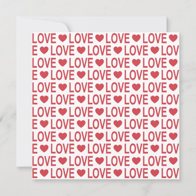 Red Love Pattern Square Greeting Card (Front)