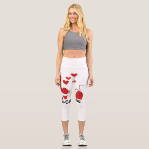 Red Love Phone – Cute Retro Call Illustration Capri Leggings