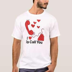 Red Love Phone – Cute Retro Call Illustration T-Shirt