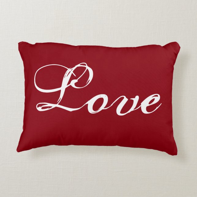 Red "Love" Pillow with Damask Back (Back)