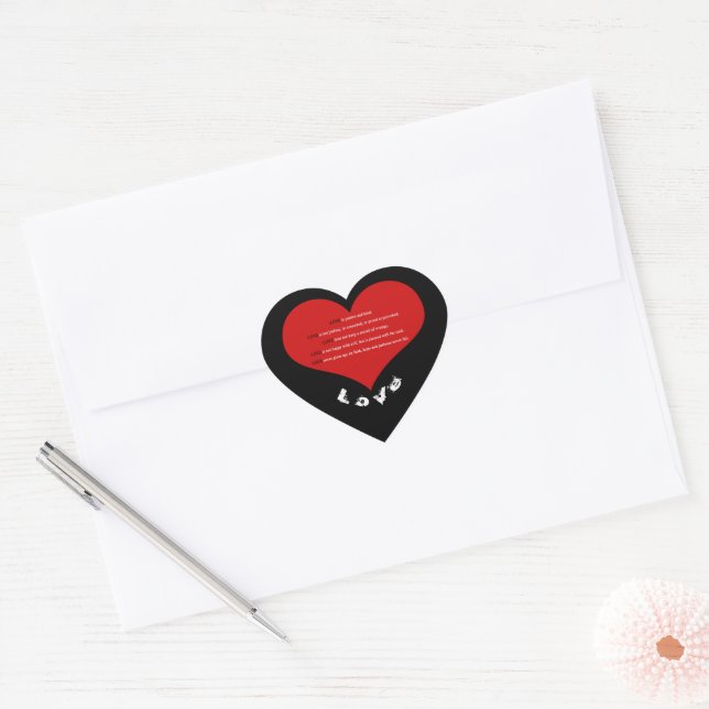 Red Love Poem Heart   Sticker (Envelope)