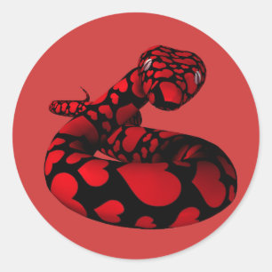 Red Love Python Classic Round Sticker