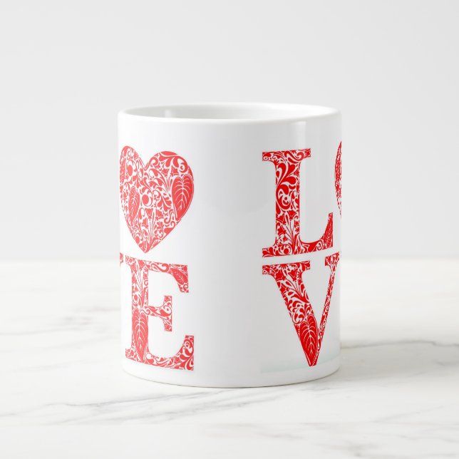 ❤️ Red Love Quote For Couples And Coffee Fans ☕ Large Coffee Mug (Front)