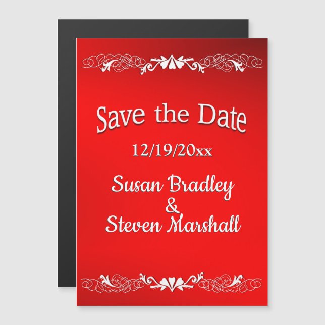 Red Love Save the Date Magnetic Invitation (Front/Back)