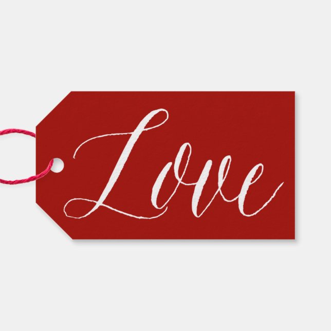 Red Love Script | Modern Calligraphy Gift Tag (Back Horizontal)