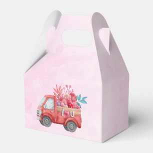 Red Love Text in Bold Block Letters Watercolor Favor Box