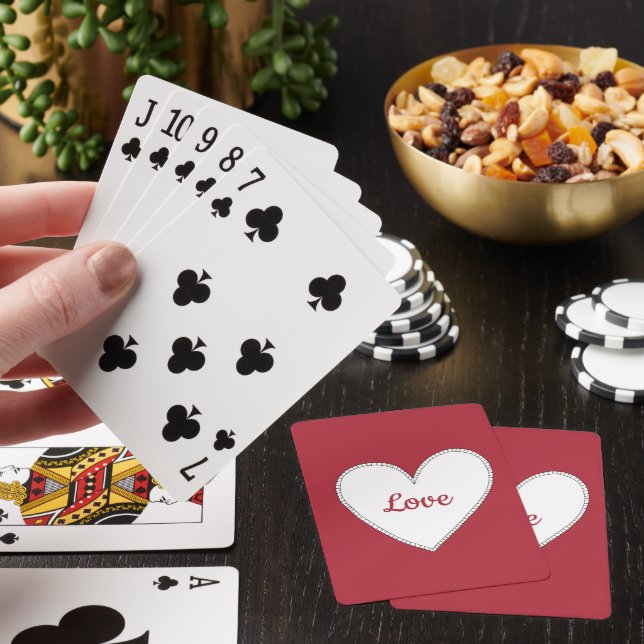 Red Love White Heart Playing Cards (In Situ)
