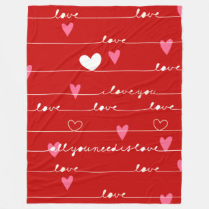 red love you blanket