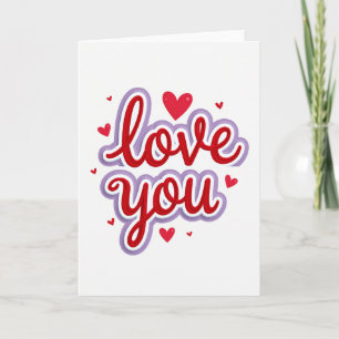 Red Love You Hearts Card