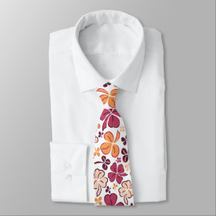 Red Lucky Clover 4 Leaves Shamrock Pattern Neck Ti Tie