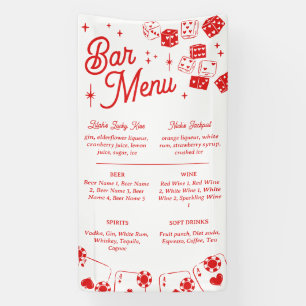 Red Lucky In Love Dice & Cards Wedding Bar Menu Banner