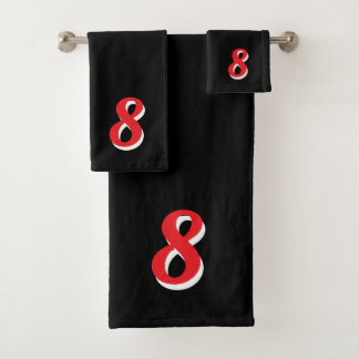 Red Lucky Number Eight on Black