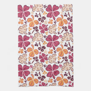 Red Lucky Shamrock Clover St. Patrick`s Day Kitche Kitchen Towel