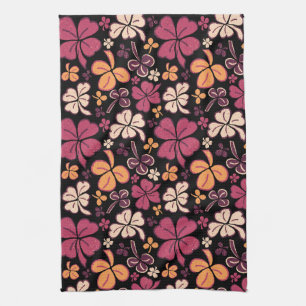 Red Lucky Shamrock Clover St. Patrick`s Day Kitchen Towel