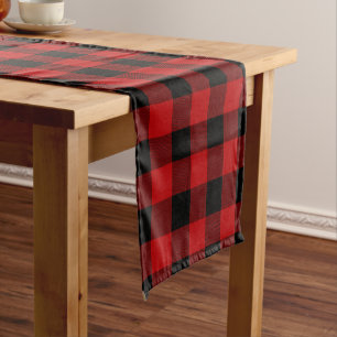 Red Lumberjack Buffalo Plaid Short Table Runner