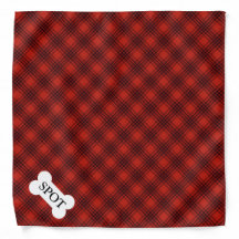 Red Lumberjack Plaid Custom Name Dog Bandana