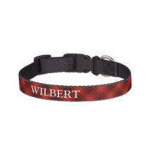 Red Lumberjack Plaid Custom Name Dog Collar