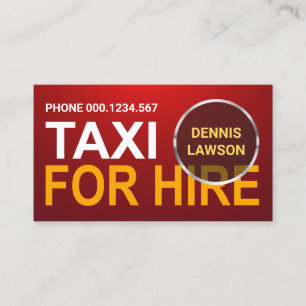 Red Luminescence Silver Ring Large Taxi For Hire Business Card