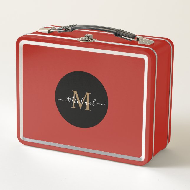 Red Lunchbox with Personalized Name & QR Code (Front)