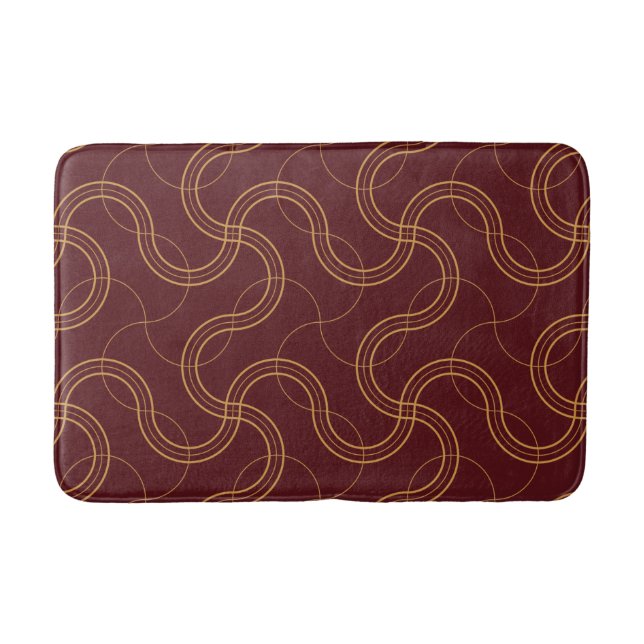 Red Luxurious Wavy Stripes Pattern Bath Mat (Front)