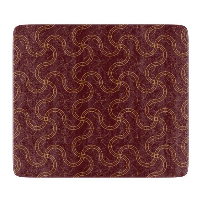 Red Luxurious Wavy Stripes Pattern Cutting Board (Front)