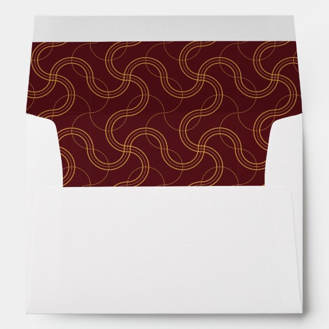 Red Luxurious Wavy Stripes Pattern Envelope (Back (Bottom))