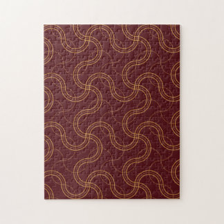 Red Luxurious Wavy Stripes Pattern Jigsaw Puzzle
