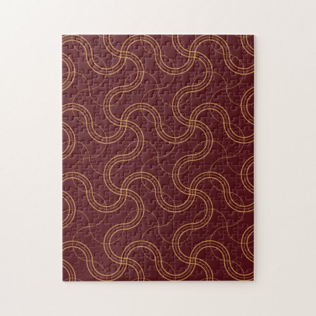 Red Luxurious Wavy Stripes Pattern Jigsaw Puzzle (Vertical)