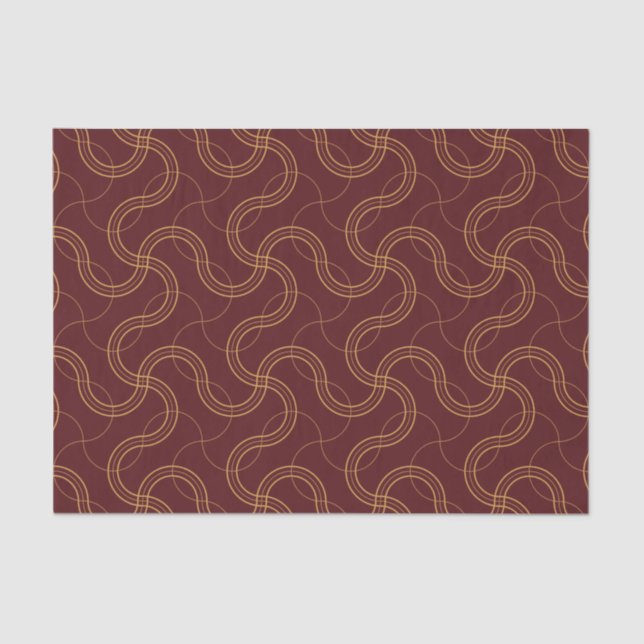 Red Luxurious Wavy Stripes Pattern Tissue Paper (Front)