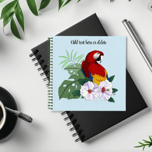 Red Macaw Tropical Bird Floral Parrot Notebook