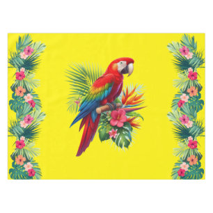 Red macaw tropical floral tablecloth