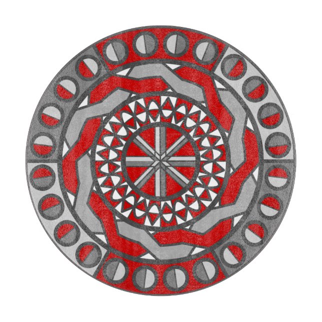 Red Machinery Glass Cutting Board (Front)
