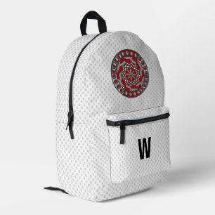 Red Machinery  Printed Backpack