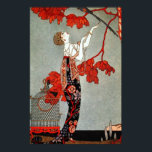 Red Madame Art Deco Design Poster<br><div class="desc">This is a beautiful illustration from the Art Deco period. I love the vivid red pops of colour, as well as the couture of the dress, with the ropes of necklaces. Definitely a tribute to the decadence of the time!</div>