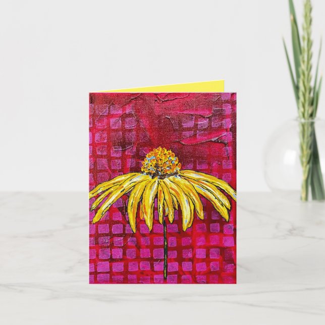 Red magenta coneflower note card (Front)