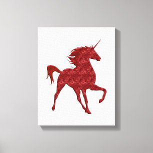 Red Magical Unicorn Canvas Print