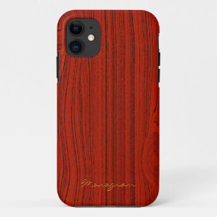 Red Mahogany Wood Grain Pattern Look iPhone 11 Case