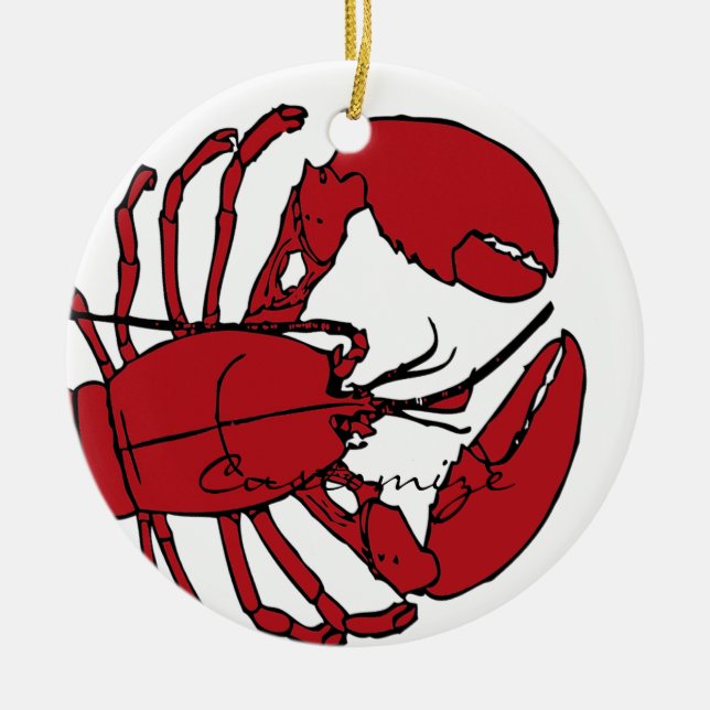 Red Maine Lobster Thunder_Cove Ceramic Ornament (Front)