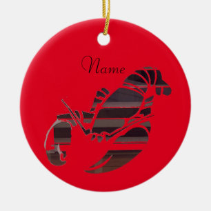 Red Maine Lobsters Thunder_Cove Ceramic Ornament
