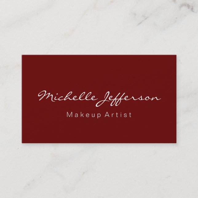 Red Makeup Artist Script Profession Business Card (Front)