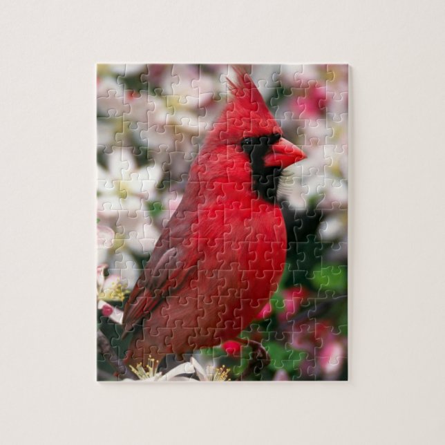 Red Male Cardinal Ceramic Tile Jigsaw Puzzle (Vertical)