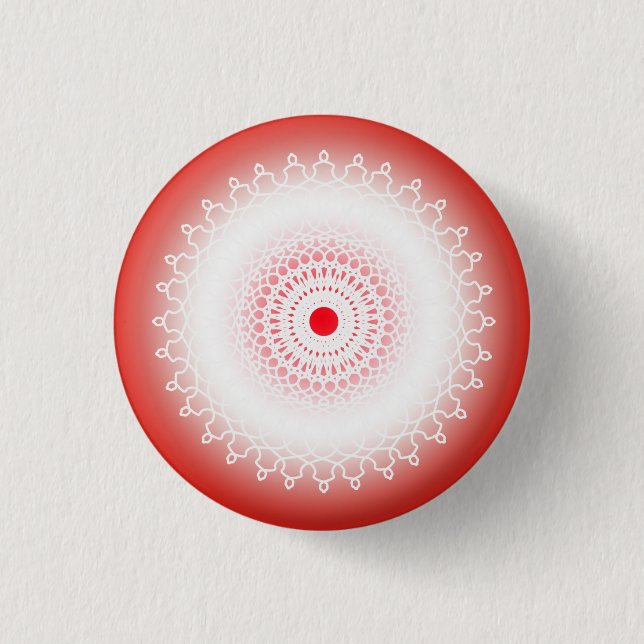 Red Mandala 1 Inch Round Button (Front)