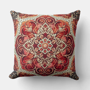 Red Mandala: A Mosaic of Passion and Harmony Throw Pillow